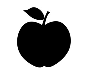 Black apple as icon on the white background. Vector