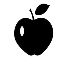 Black apple as icon on the white background. Vector