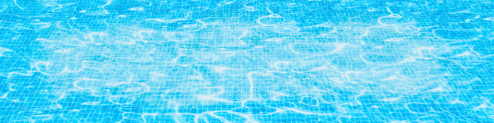 Fototapeta na wymiar Blue swimming pool rippled water header background