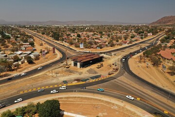 Fototapeta na wymiar Flyover bridge construction near Rainbow School in Gaborone, Botswana