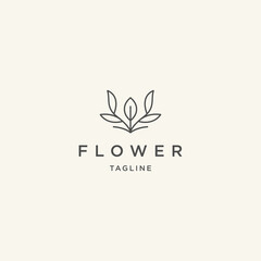 Nature flower logo template with line art concept