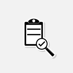 Policy compliance sticker icon with checklist verification 