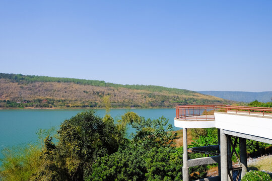 View Point of Lamtakong Dam in Nakhon Ratchasima Province, Northeastern Thailand