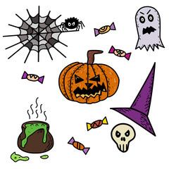 Obraz premium Set of scary Halloween attributes