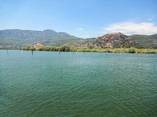 Obraz premium Fishing nets on the Dalyan river, Turkey