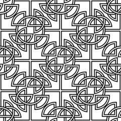 Vector seamless background in black and white colors. Pattern with Celtic knots. Abstract vintage backdrop. Ethnic texture	