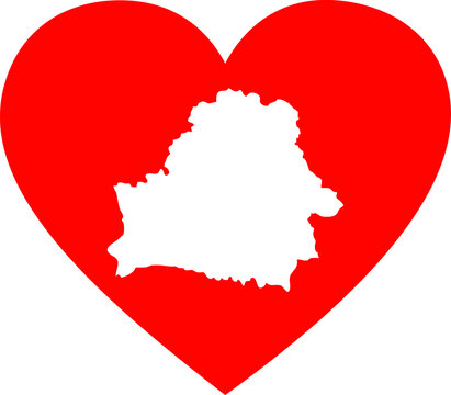 recommend clip art: White map of Belarus inside red heart shape