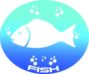 Rolgordijnen eenvoudige vis logo vector © Nugi