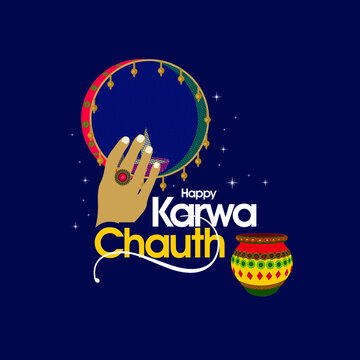 Happy Karwa Chauth Template Design | An Indian Festival - Illustration