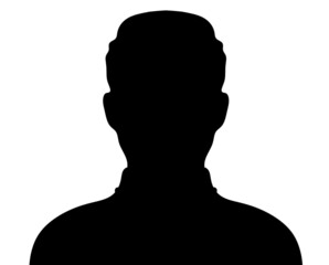 Man silhouette profile picture on white. Vector