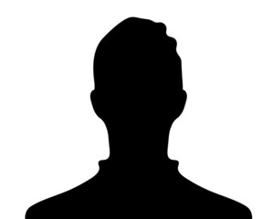 Man silhouette profile picture on white. Vector