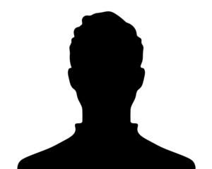 Man silhouette profile picture on white. Vector