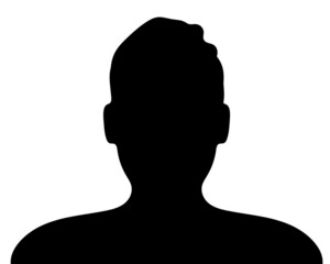Man silhouette profile picture on white. Vector
