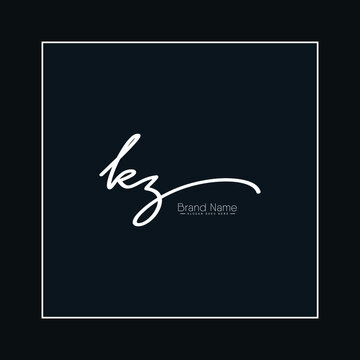 Initial Letter KZ Logo - Hand Drawn Signature Logo