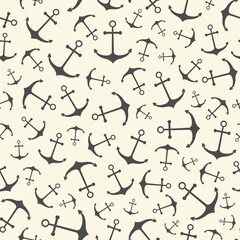 Nautical seamless pattern with geometric ship anchors