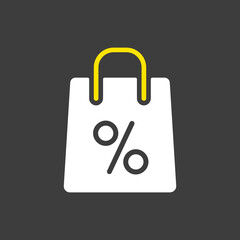 Shopping bag with percent symbol vector icon