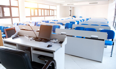 Empty college classroom in university