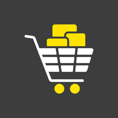 Shopping cart with boxes icon