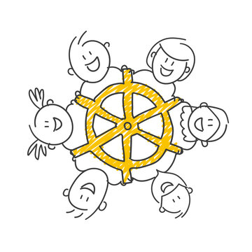 Strichfiguren / Strichm&auml;nnchen: Ruder, Teamwork, Menschen. (Nr. 684)	