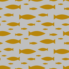 Fish seamless pattern design for print, t-shirt design, design element. Primitive drawing. Colored fish pattern.
