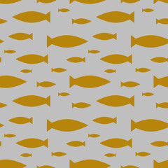 Fish seamless pattern design for print, t-shirt design, design element. Primitive drawing. Colored fish pattern.