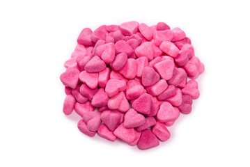 Assorted gummy candies. Top view. Jelly  sweets. Isolated on white.