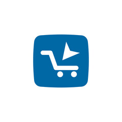 Online shopping app logo with shopping cart icon design