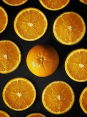 Orange slices pattern with a whole orange in the center