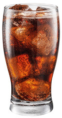 Cold glass of cola drink with ice cubes isolated on white background. File contains clipping path.