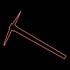 Neon pickaxe red color vector illustration flat style image