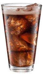Cold glass of cola drink with ice cubes isolated on white background. File contains clipping path.
