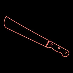 Neon machete or big knife red color vector illustration flat style image - obrazy, fototapety, plakaty