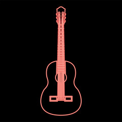 Fototapeta premium Neon guitar red color vector illustration flat style image