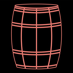 Neon wine or beer barrels red color vector illustration flat style image