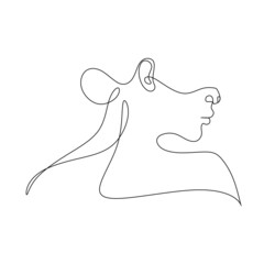 Abstract Line Illustration, Minimal Face Drawing In Lines. Fashion Sketch. Drawn Female Portrait, Minimalist Woman Art.