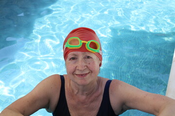 Senior female swimmer in the pool
