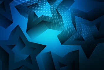 Dark BLUE vector background with colored stars.