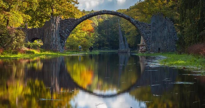 Rakotzbr&uuml;cke Teufelsbr&uuml;cke Kromlau, Sachsen, Germany.