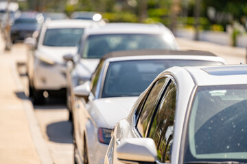 Street parking blurry bokeh background