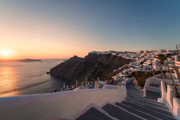 Landscapes of the village Imerovigli and Fira in Santorini Island in Greece