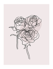 One line flowers poster. Organic style