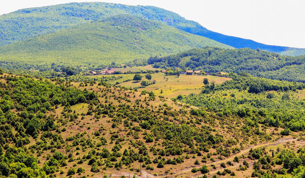 The view from the Serbian village of Valac to the Albanian village Zaze