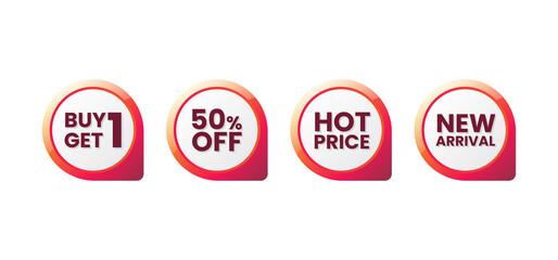 Set of promotional sale tags, shopping discount label, vector illustration