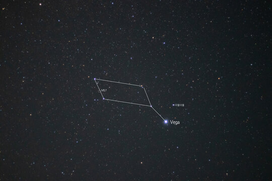 This is a picture of Lyra among the summer constellations. You can see Lyra's Vega.