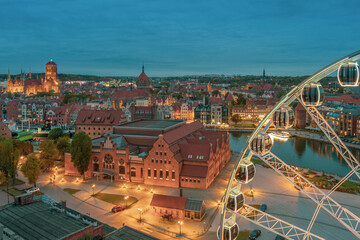 Fototapety  view of night Gdansk from above