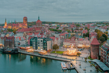 Obraz premium view of night Gdansk from a height