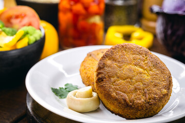 vegan vegetable and quinoa based hamburger, homemade vegan food, healthy snack, artificial meat