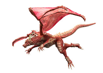 dragon king is flying and hunting side view