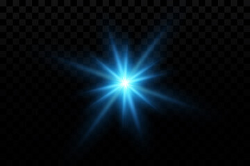 Glow effect. Blue glowing particles, stars. Vector illustration.