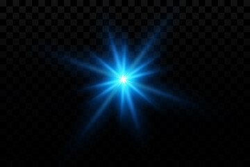Glow effect. Blue glowing particles, stars. Vector illustration.